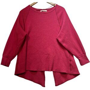 Free People Womens Amelia Thermal Boho Oversized Sweater Long Sleeve Size M Rose